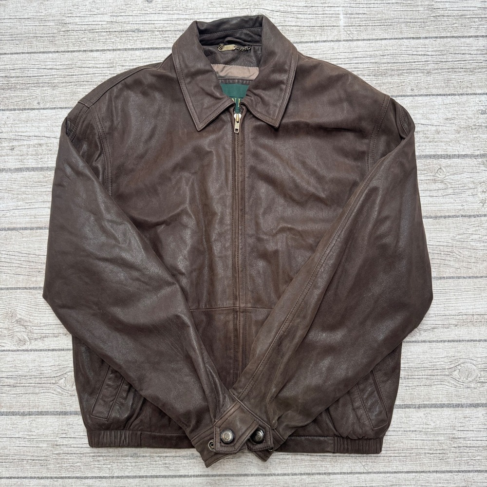 Danier Canada Jacket Men's 34 Brown Genuine Leather Insulated Lined Bomber Biker